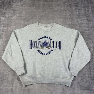 Toronto Maple Leafs Sweatshirt Mens Large Grey Crewneck Vtg Crest Embroidered